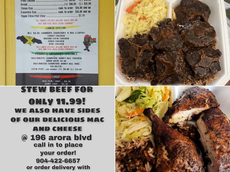 Buccaneers Jamaican Street Jerk Menu