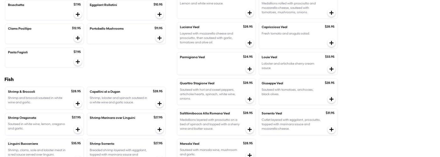 Caffe Italia Menu