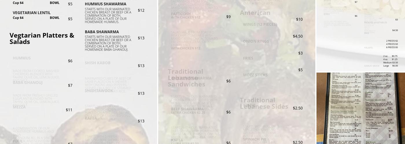 Cedarland Menu