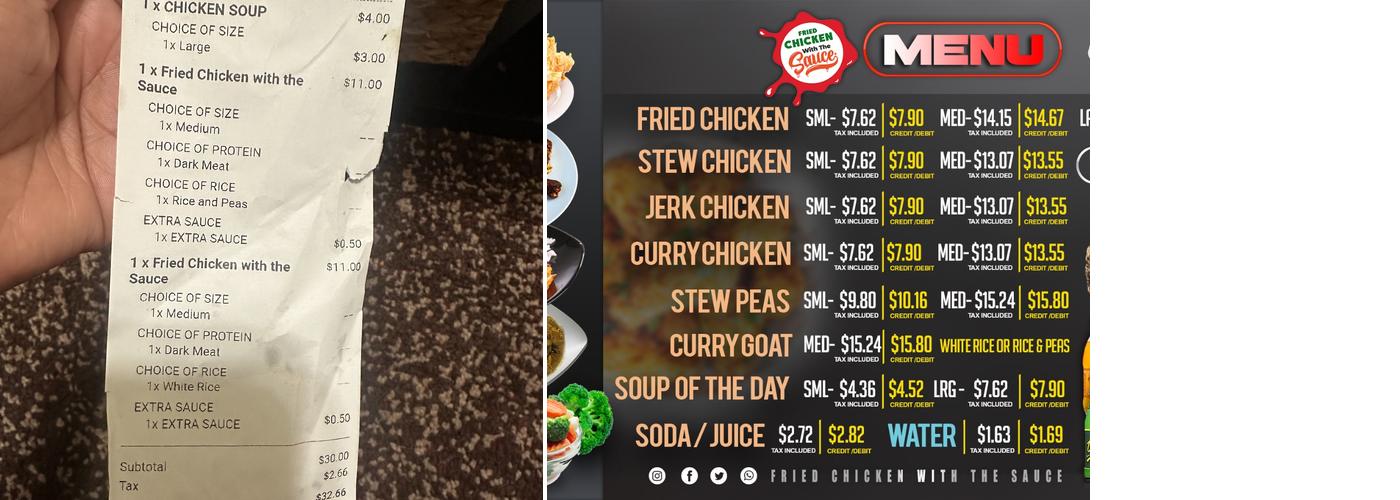 FRIED CHICKEN WITH THE SAUCE Menu