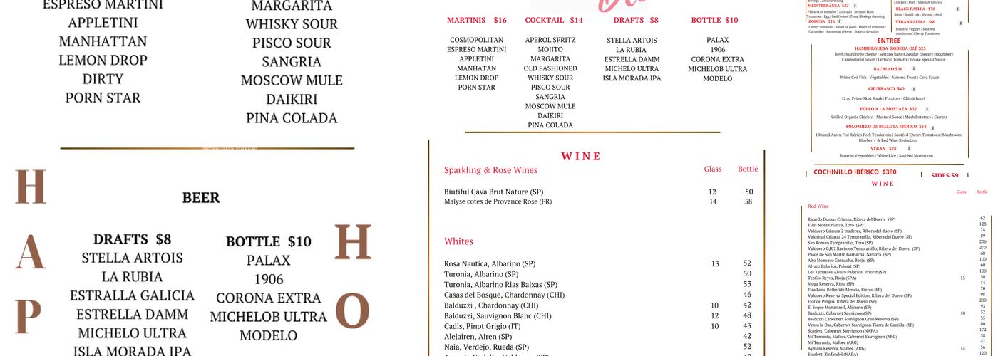 Bodega Olé Menu