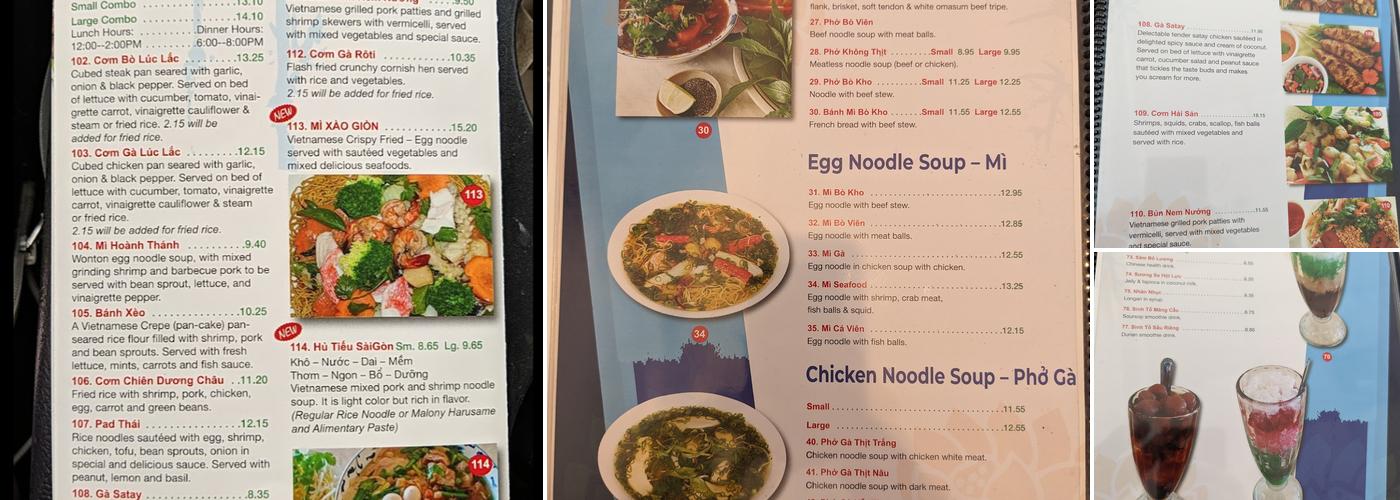Pho Saigon Menu