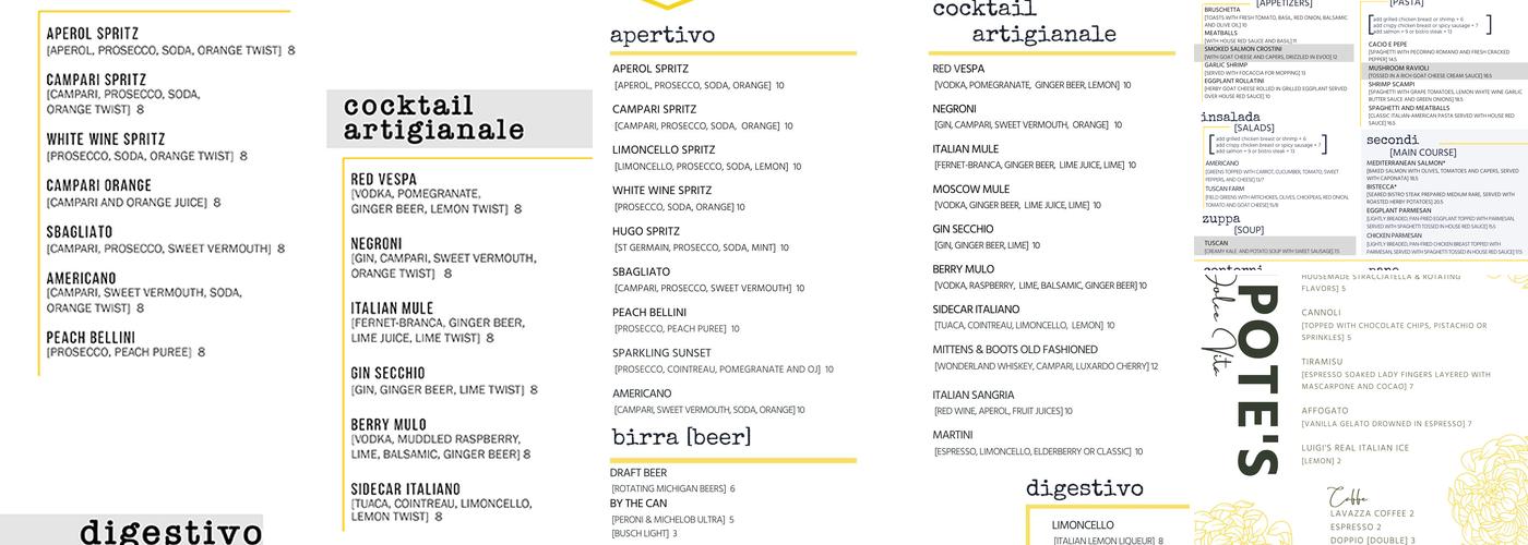 Nipote's Italian Kitchen Menu