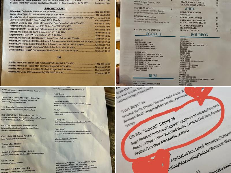 Precinct Tap & Table Menu