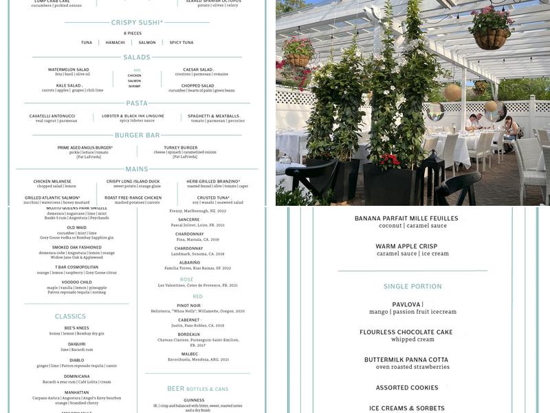 T Bar Southampton Menu