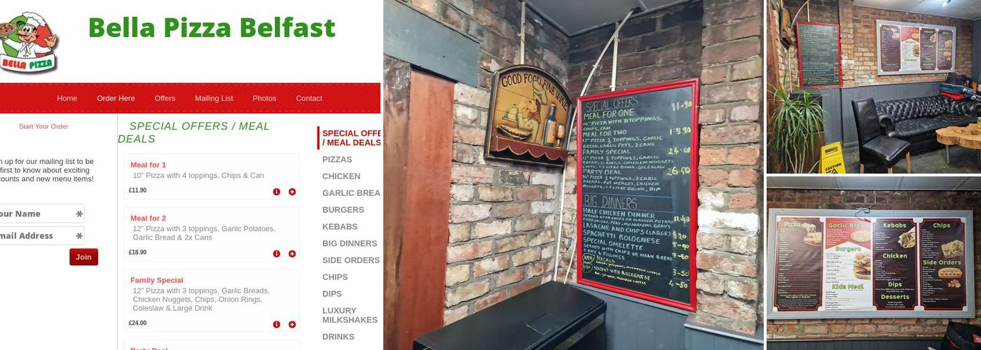 Bella Pizza Menu
