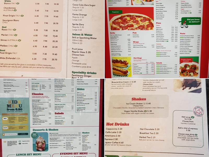 Frankie & Benny's Menu