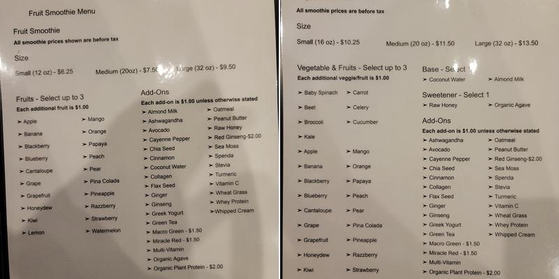 Garden Produce Inc Menu