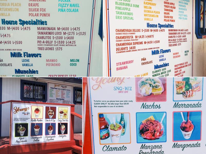 Young's Sno-Wiz Menu