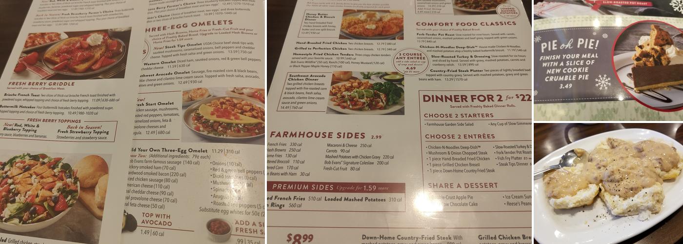 Bob Evans Menu