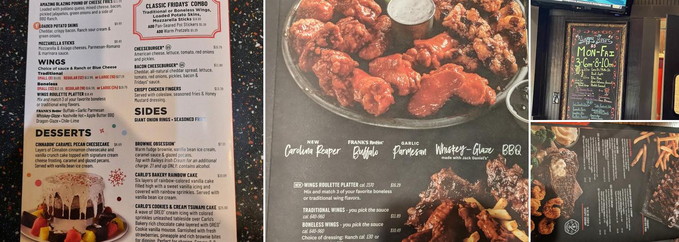 TGI Fridays Menu
