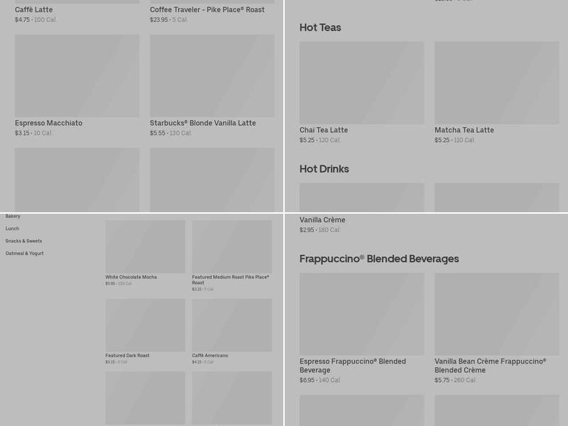 Starbucks Coffee Company Menu
