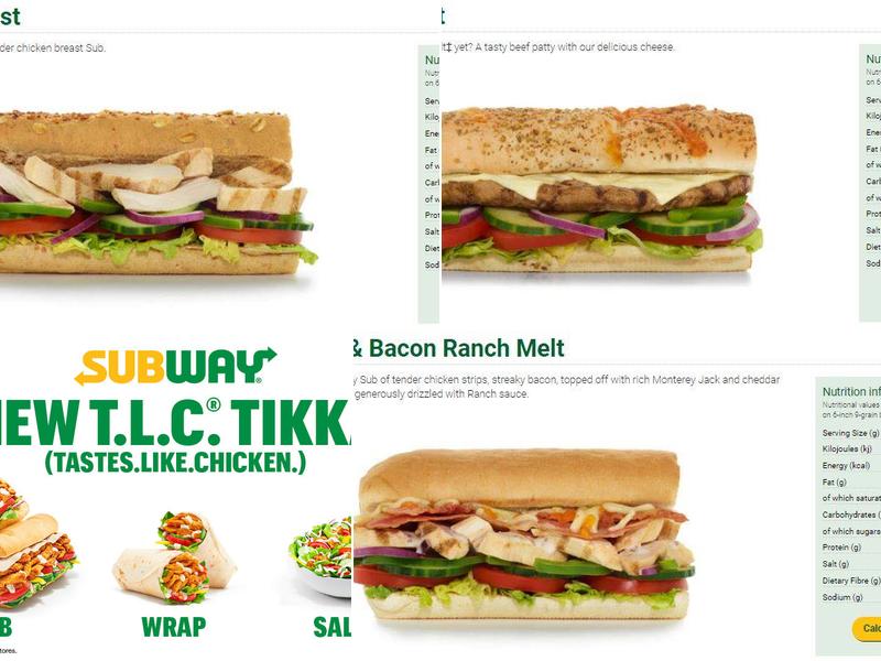 Subway Menu