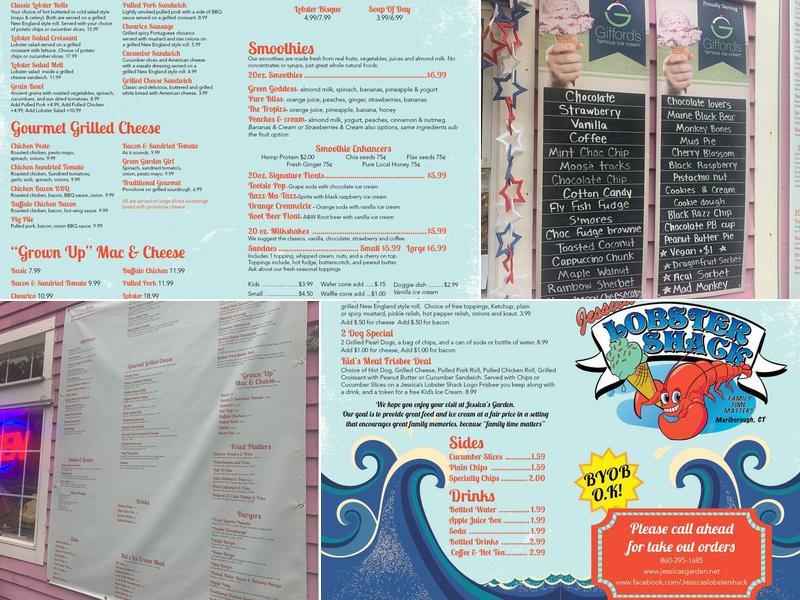 Jessica's Garden and Lobster Shack Menu