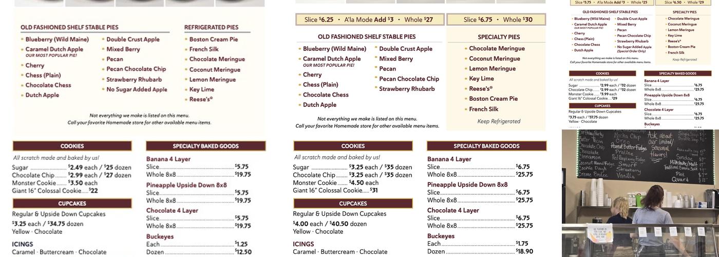 Homemade Ice Cream & Pie Kitchen Menu