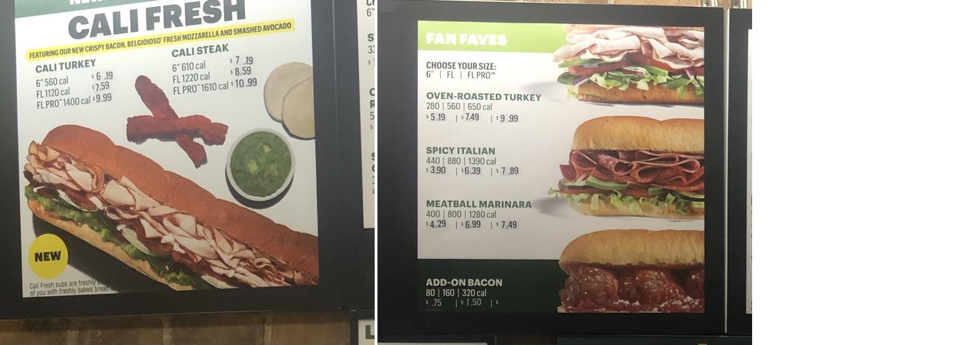 Subway Menu