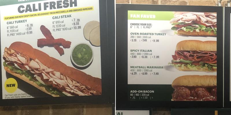 Subway Menu