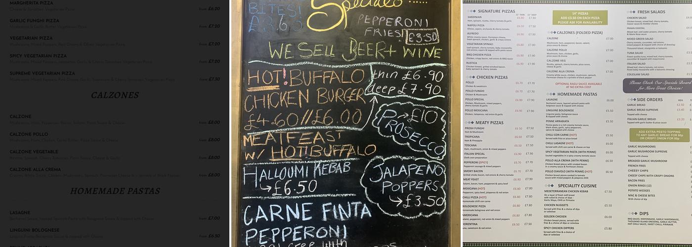 Pizza Italia Menu