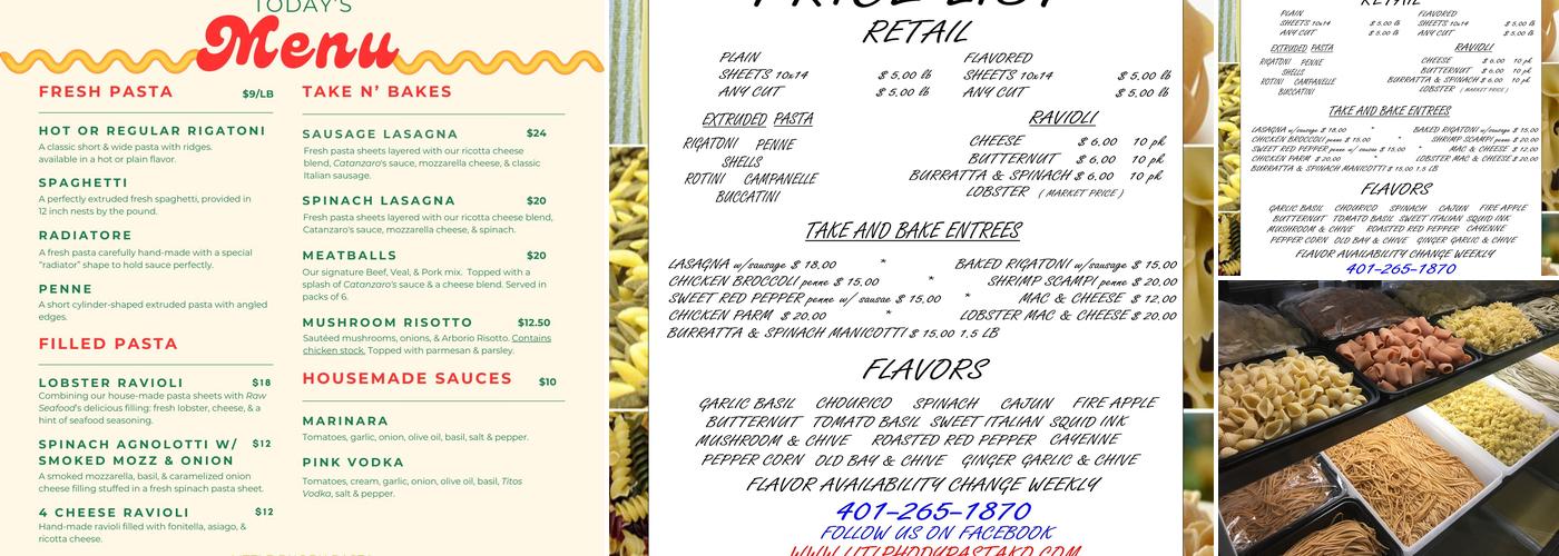 Little Rhody Pasta Menu