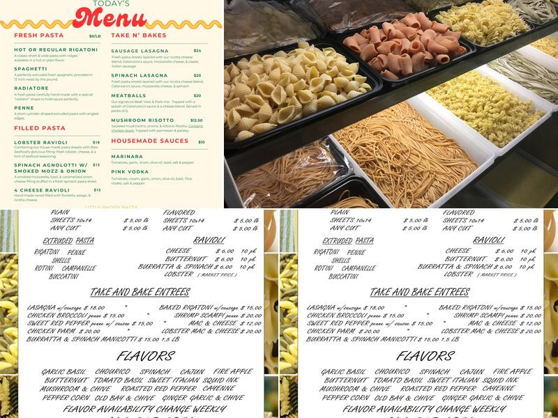 Little Rhody Pasta Menu
