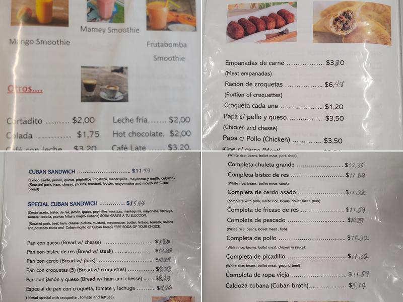 Cuban Sandwiches Menu
