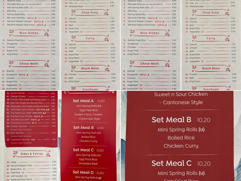 Eastern Lake Takeaway Menu