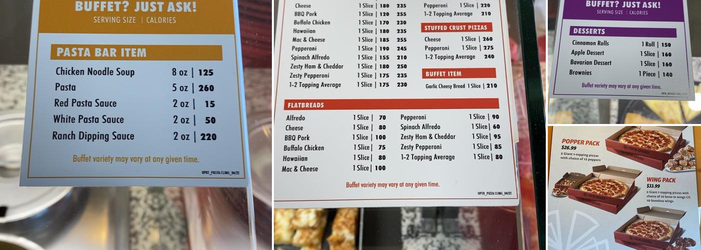 Cicis Pizza Menu