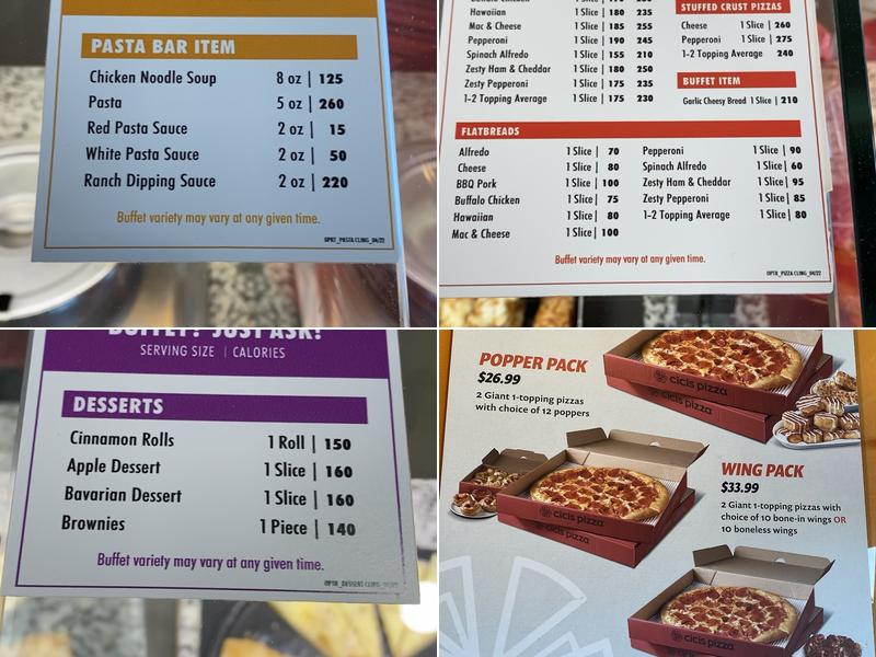 Cicis Pizza Menu