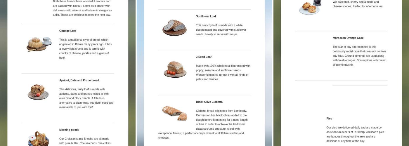 Stonehouse Bakery Menu