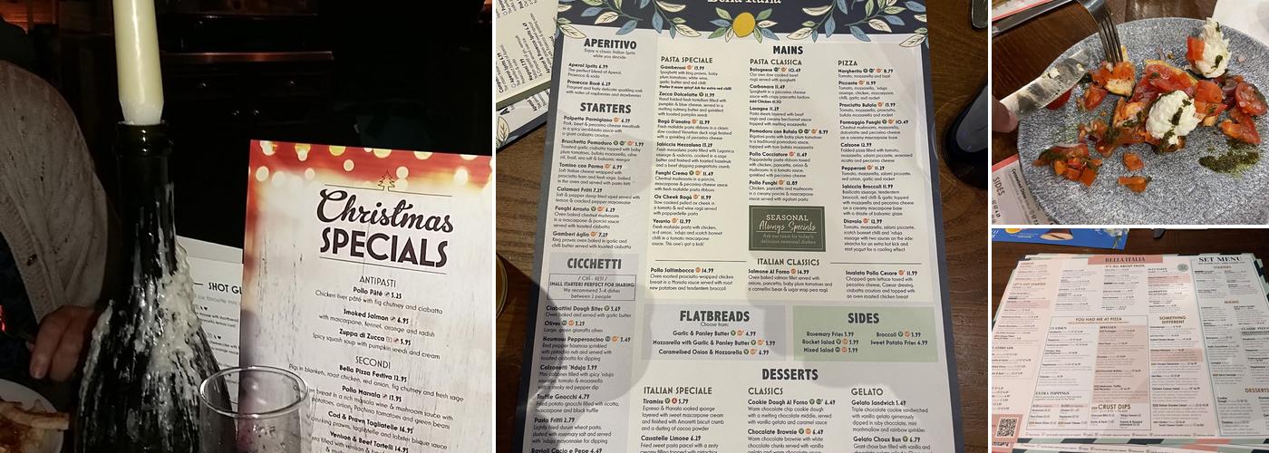 Bella Italia - Leeds Briggate Menu