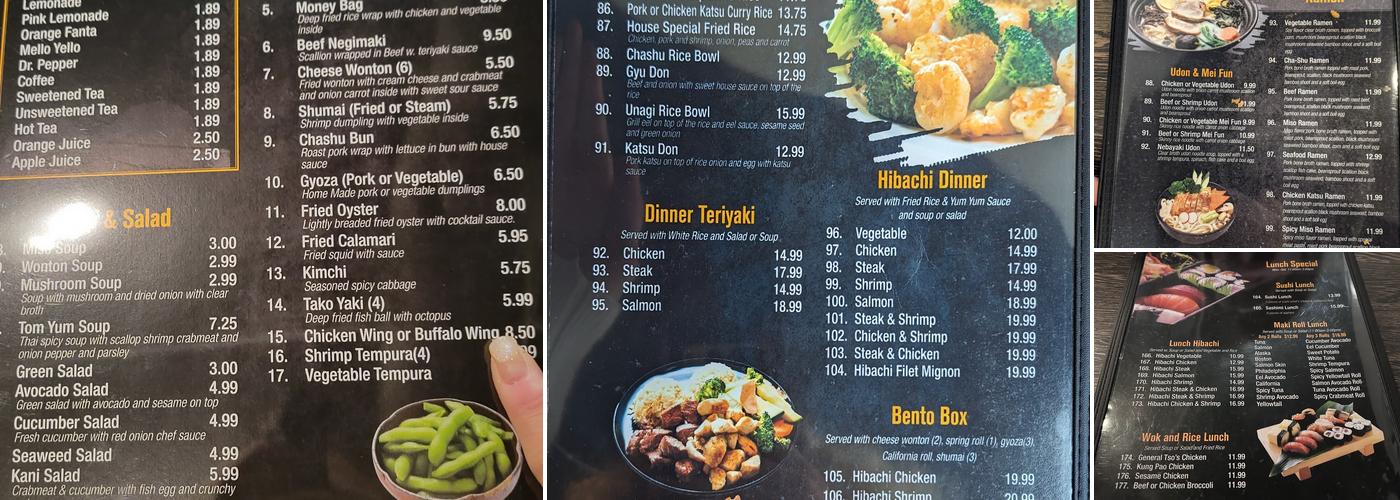 Aji Ramen and Sushi Menu