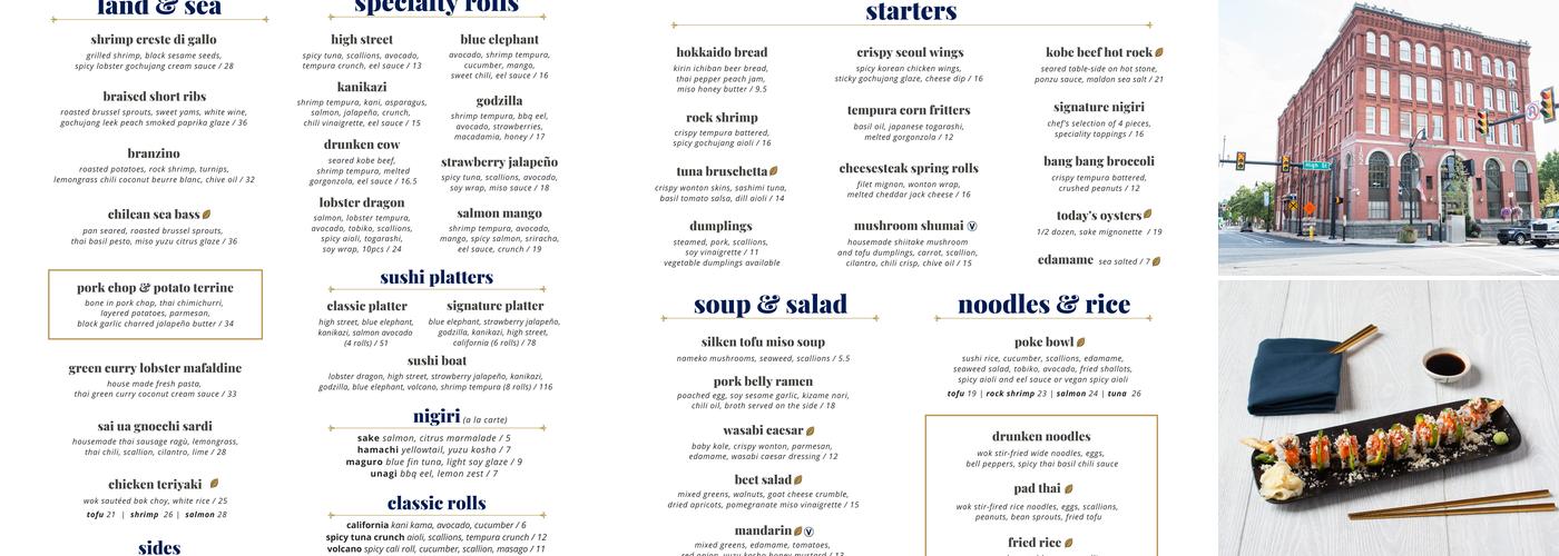 The Blue Elephant Pottstown Menu
