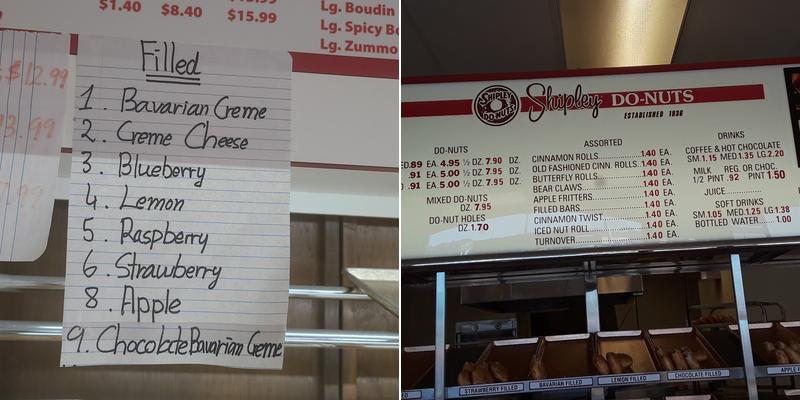 Shipley Do-Nuts Menu