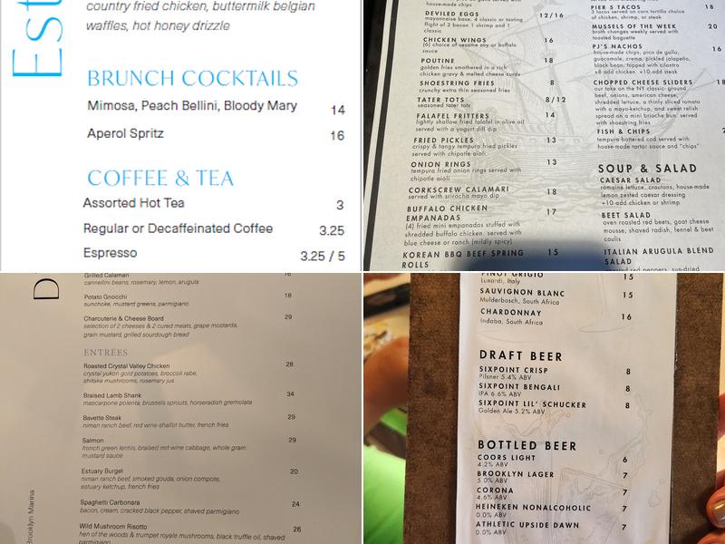 Estuary at ONE°15 Brooklyn Marina Menu