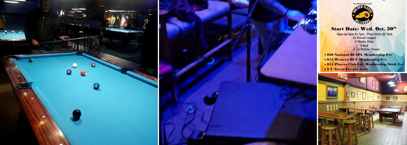 Golden Fleece Billiards Menu