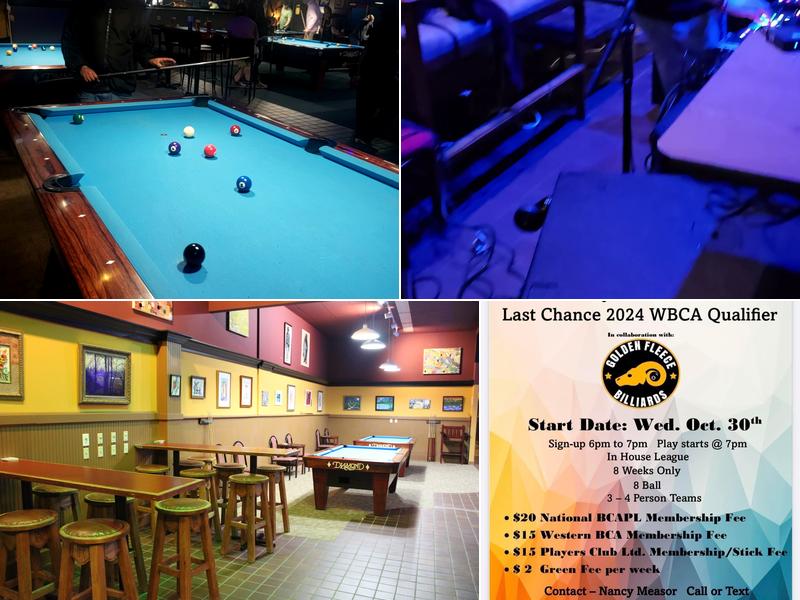 Golden Fleece Billiards Menu