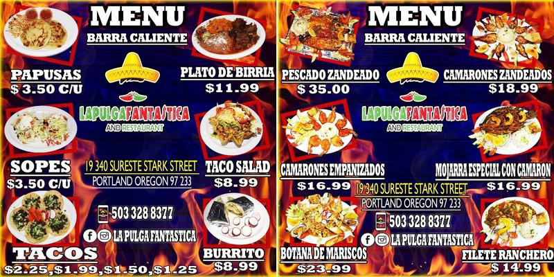 La Pulga Fantástica Flea Market Menu