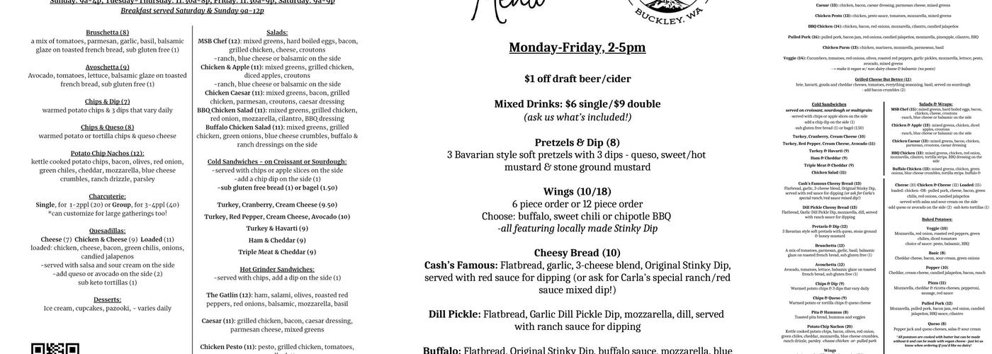 Main Street Bistro Menu