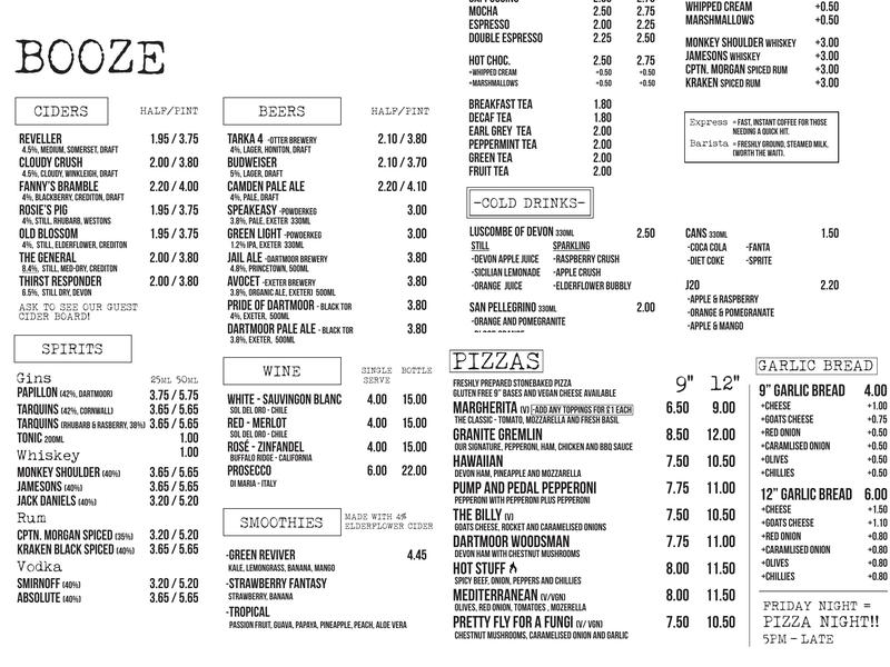 The Pump & Pedal Menu