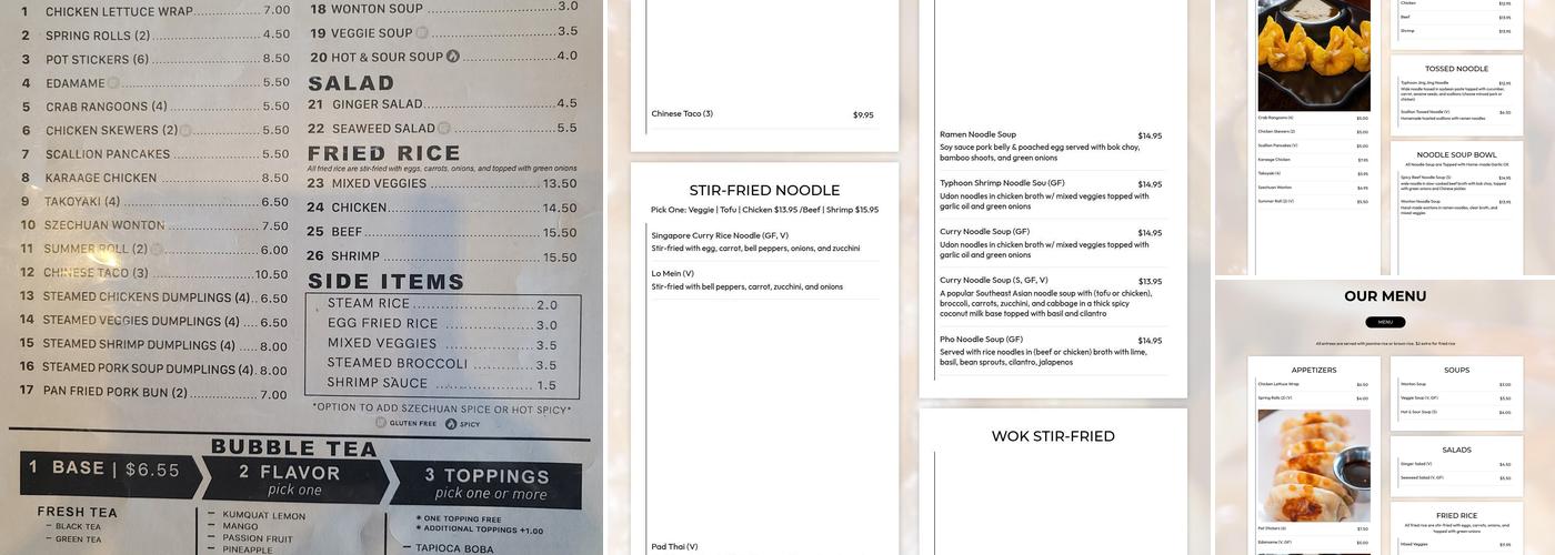 Typhoon Noodle Menu