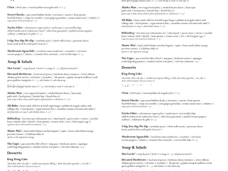 Jack Sprat Menu