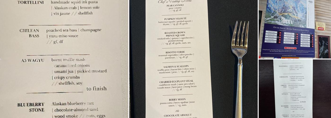 Seven Glaciers Restaurant Menu