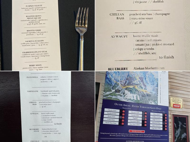 Seven Glaciers Restaurant Menu