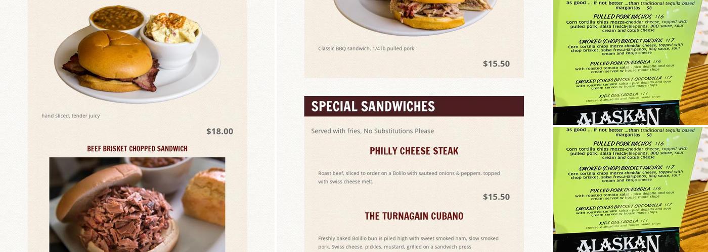 Turnagain Arm Pit BBQ Menu