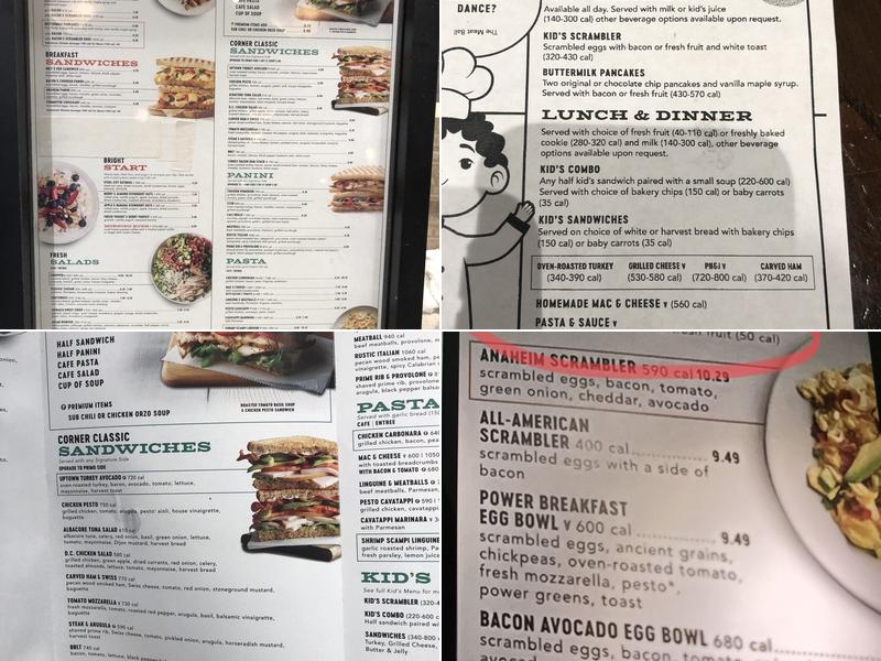 Corner Bakery Menu