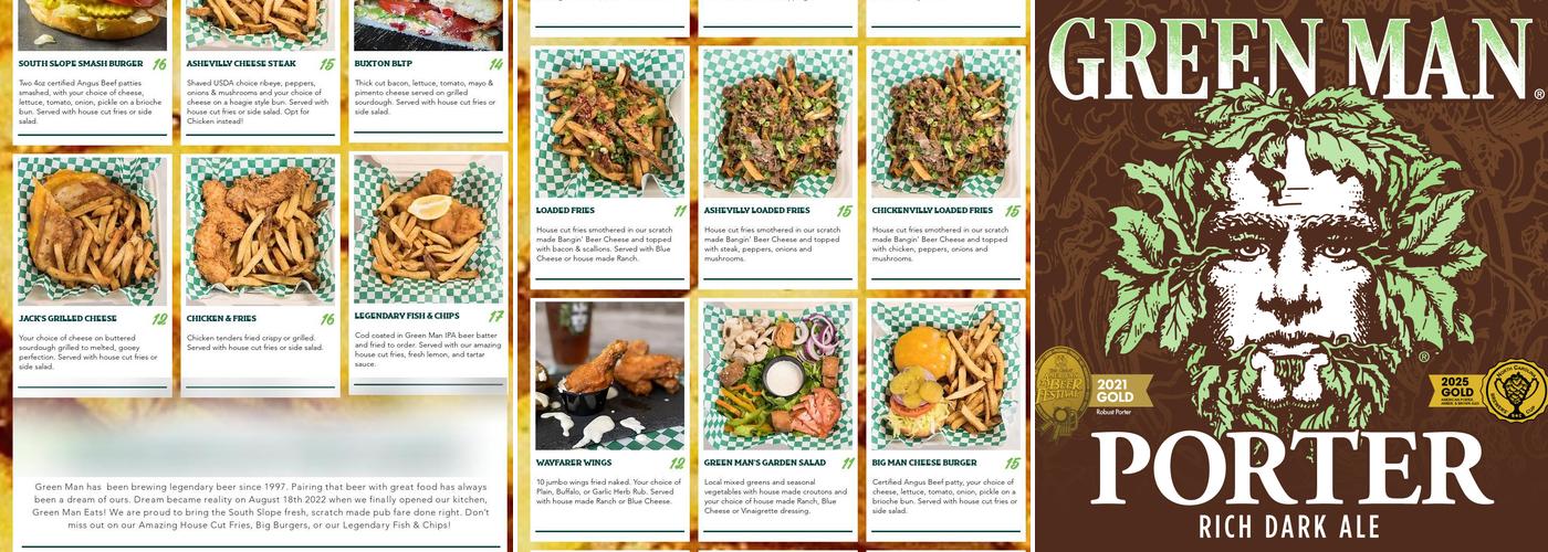 Green Man Brewery Menu