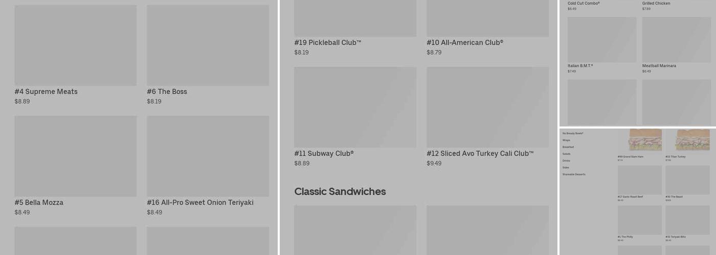 Subway Menu