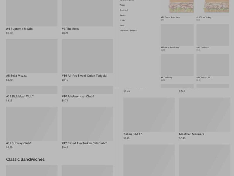 Subway Menu