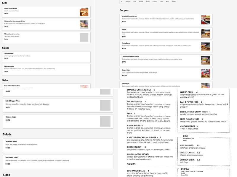 The Rolling Stoves Menu