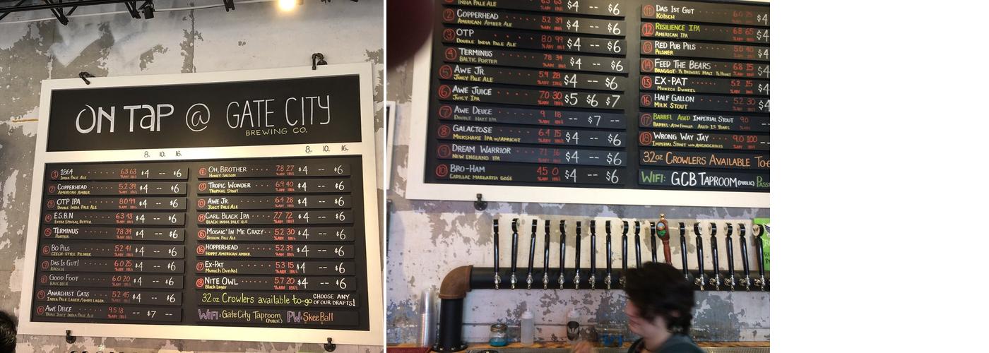 Gate City Brewing Company Menu
